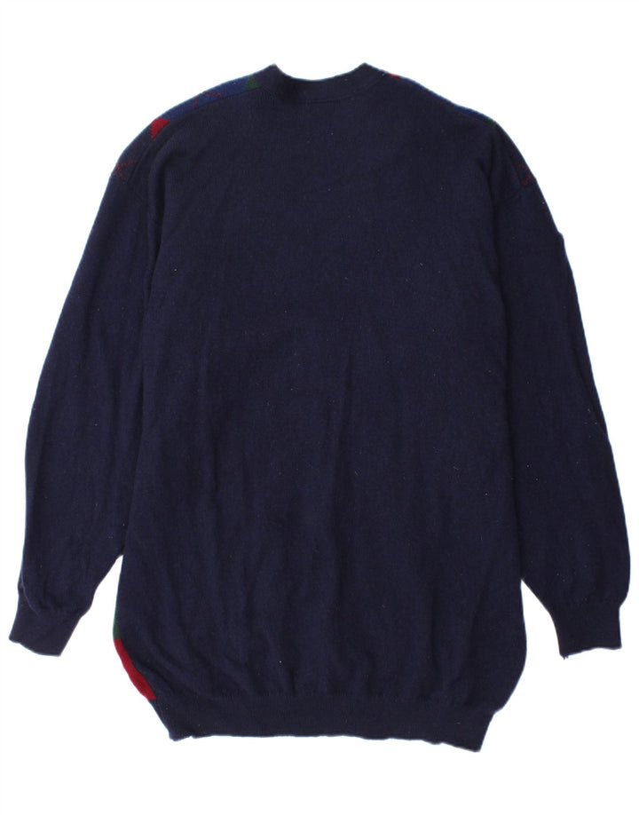Marks & Spencer Ανδρική ζακέτα πουλόβερ Μεγάλο Navy Blue Argyle/Diamond