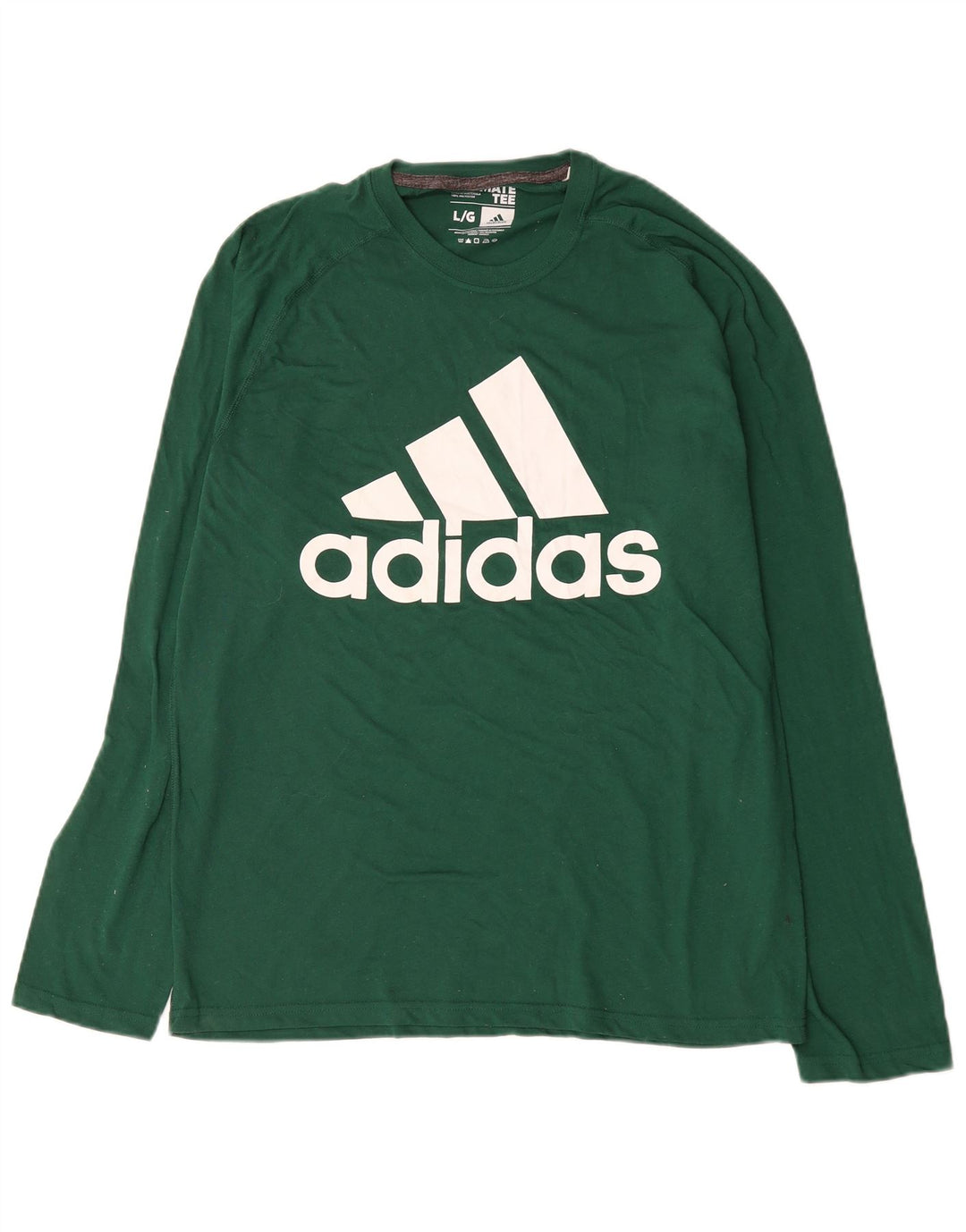 Adidas Mens Climalite Graphic Top Μακρύ μανίκι μεγάλο πράσινο βαμβακερό