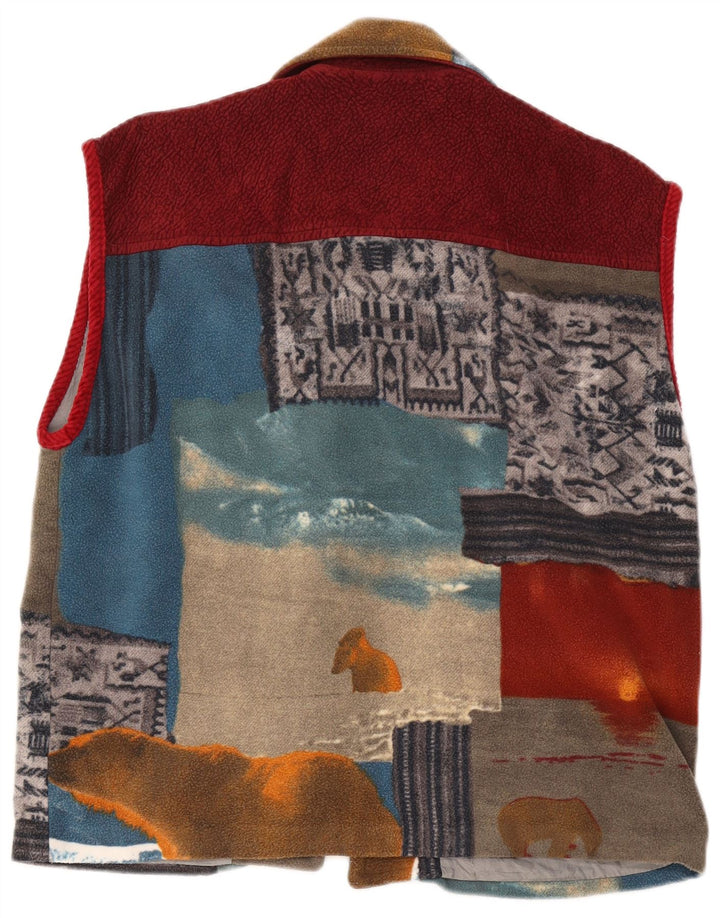 Vintage Womens Fleece Utility Gilet UK 42 XL Πολύχρωμο συνονθύλευμα