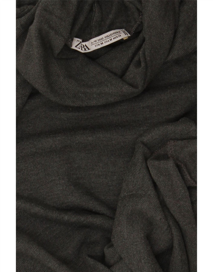 Zara γυναικείο μπλουζάκι με ρολό μακρυμάνικο UK 12 Medium Grey