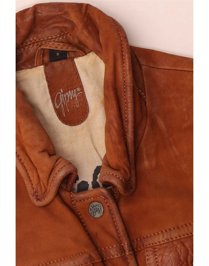 Gypsy Γυναικείο Δερμάτινο Μπουφάν UK 10 Small Brown