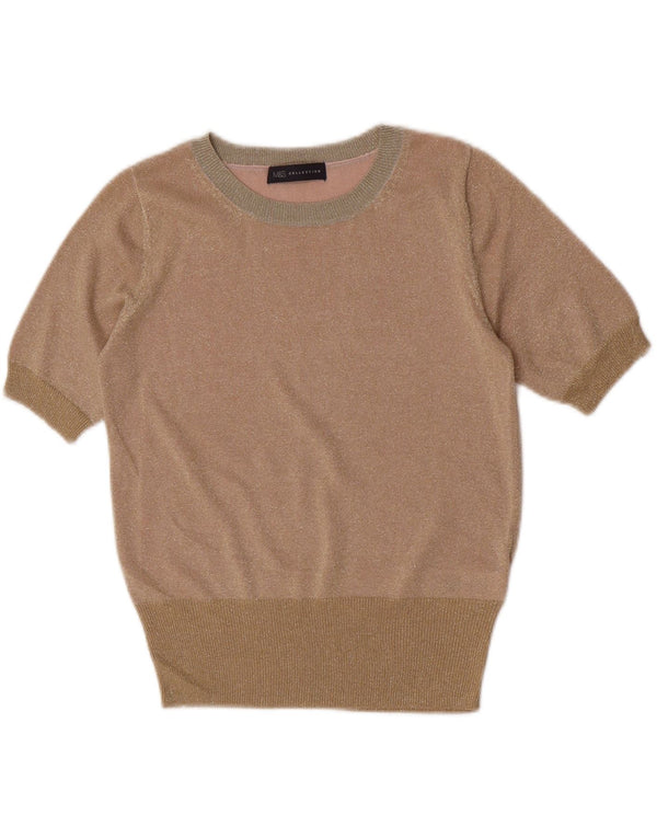 Marks & Spencer Γυναικείο Crop Boat Neck Jumper πουλόβερ UK 10 Small Beige