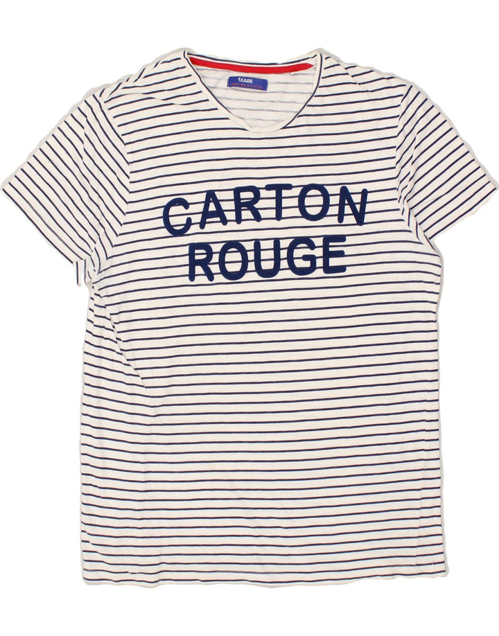 JULES Womens Graphic T-Shirt Top UK 16 Large White Striped Nautical | Vintage Jules | Thrift | Second-Hand Jules | Used Clothing | Messina Hembry 