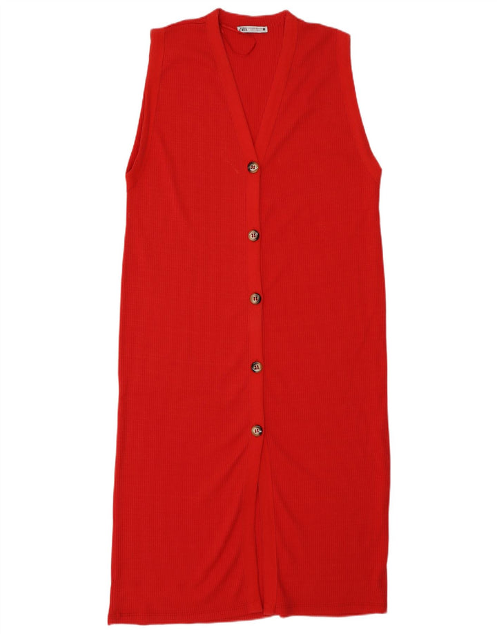Zara Γυναικείο Αμάνικο Maxi Φόρεμα UK 14 Medium Red