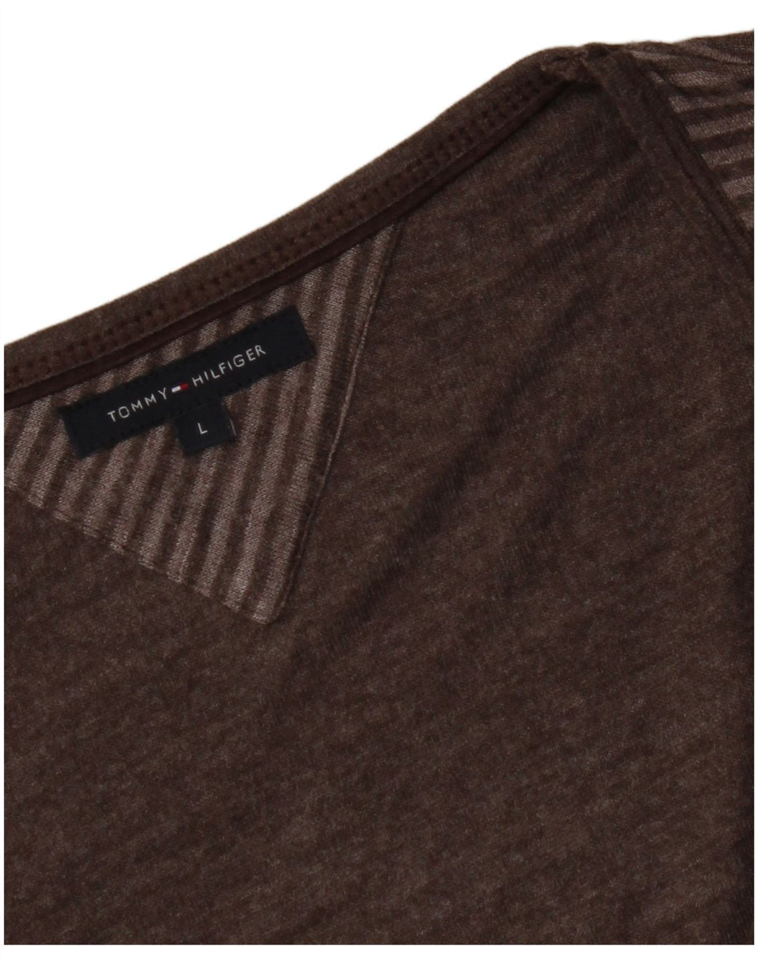 TOMMY HILFIGER Γυναικείο τοπ 3/4 μανίκι UK 14 μεγάλο καφέ ριγέ