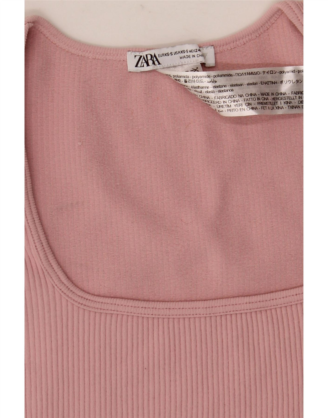 Zara Γυναικείο Crop Top Μακρυμάνικο UK 4 XS Pink Polyamide