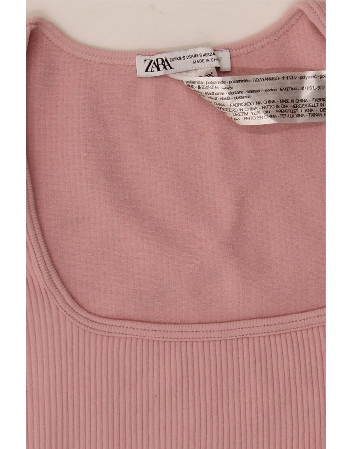Zara Γυναικείο Crop Top Μακρυμάνικο UK 4 XS Pink Polyamide
