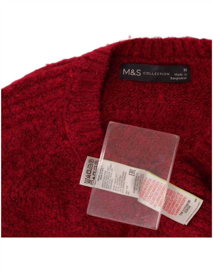 Marks & Spencer Γυναικείο πουλόβερ με λαιμόκοψη UK 14 Medium Burgundy
