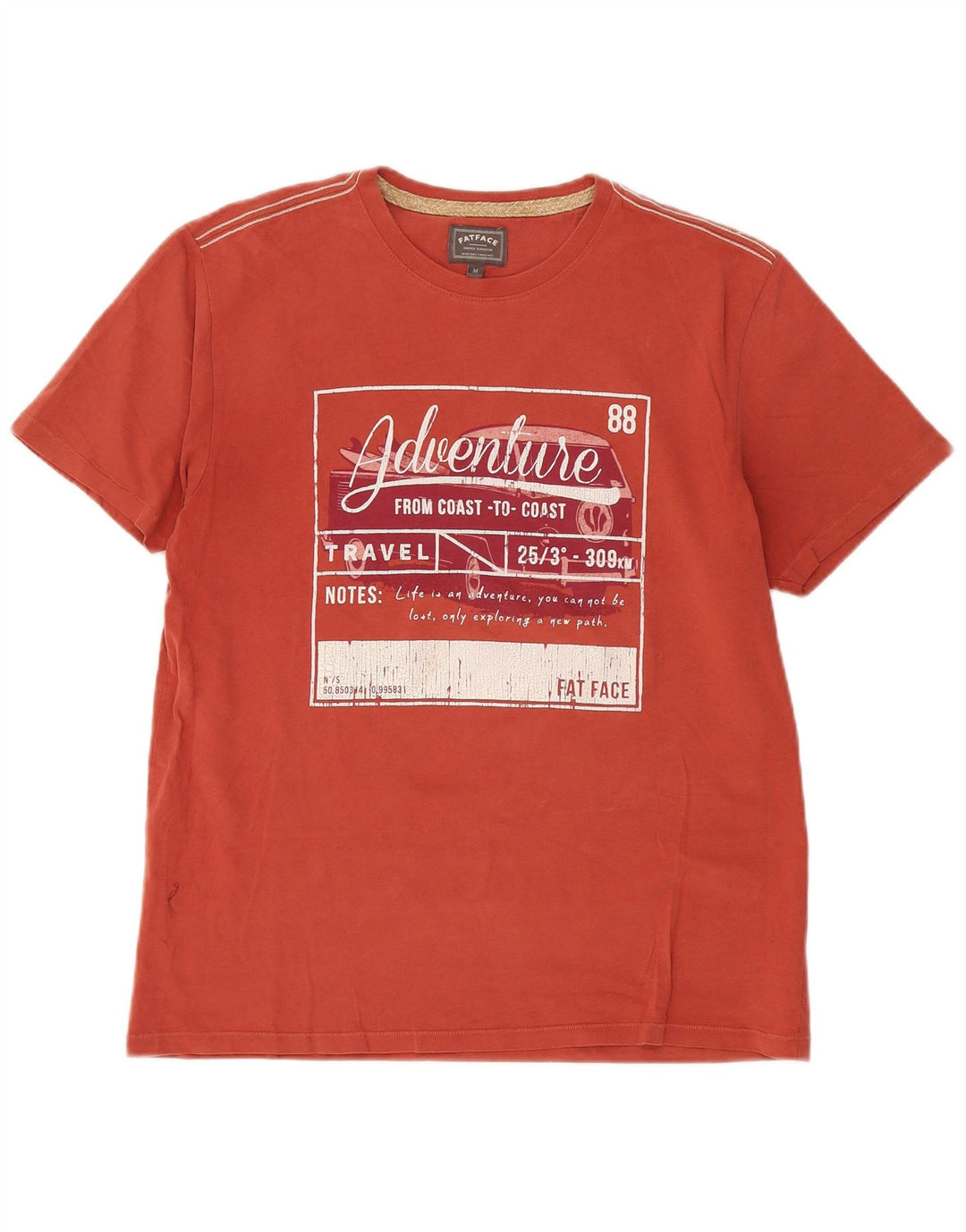 Ανδρικό γραφικό T-Shirt Fat Face Top Μεσαίο κόκκινο βαμβακερό