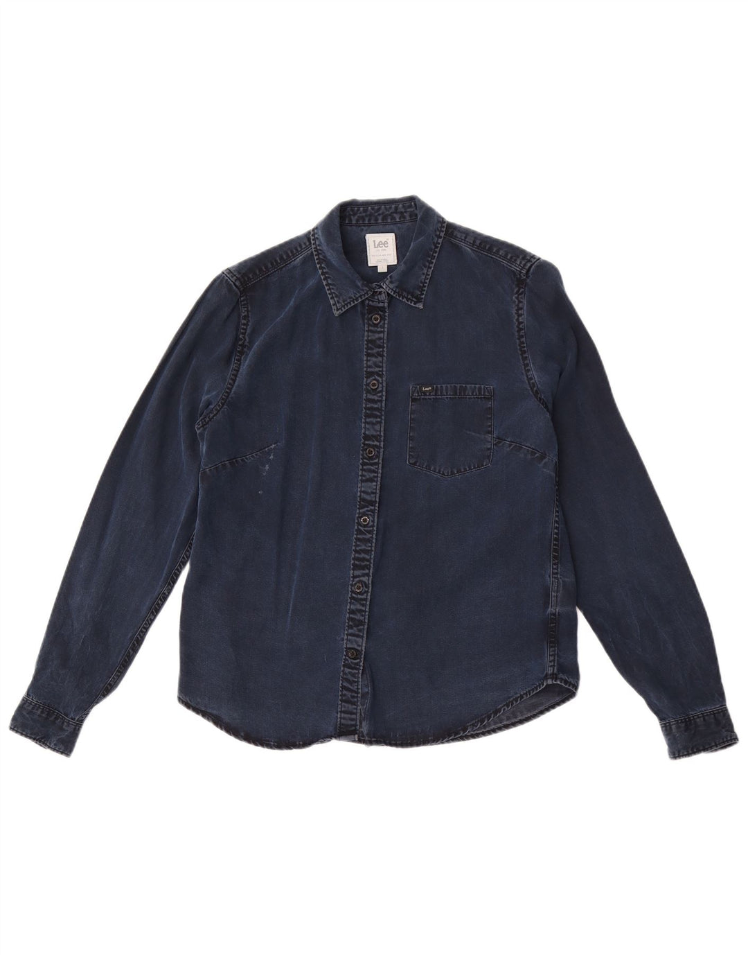 Lee γυναικείο τζιν πουκάμισο UK 10 Small Navy Blue Lyocell