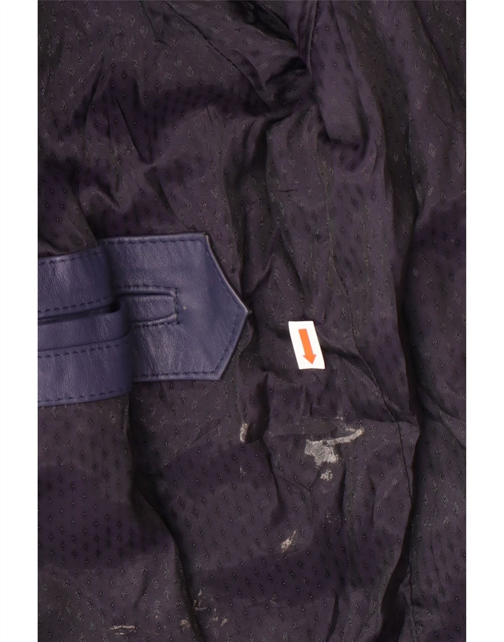 Vintage Γυναικείο Bomber Δερμάτινο Μπουφάν UK 14 Medium Navy Blue