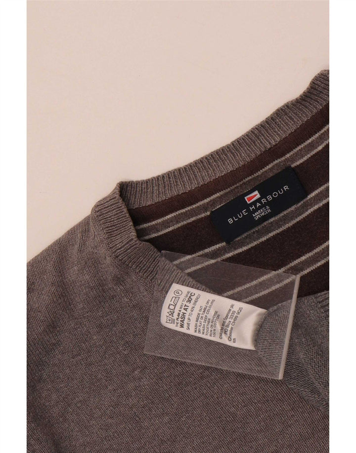 Ανδρικό πουλόβερ Marks & Spencer Blue Harbor με λαιμόκοψη με λαιμόκοψη, μεσαίο βαμβακερό