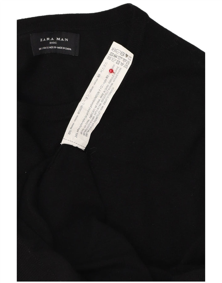 Ανδρικό πουλόβερ με λαιμόκοψη ZARA Small Black Viscose