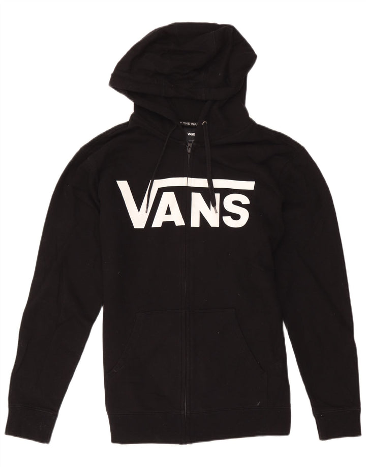 Ανδρικό πουλόβερ με κουκούλα με φερμουάρ Vans, μεσαίο μαύρο βαμβακερό
