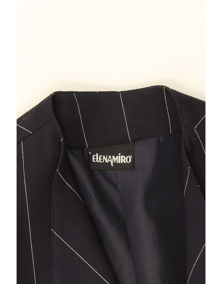 ELENA MIRO Γυναικείο μπουφάν blazer UK 18 XL Navy Blue ριγέ μαλλί