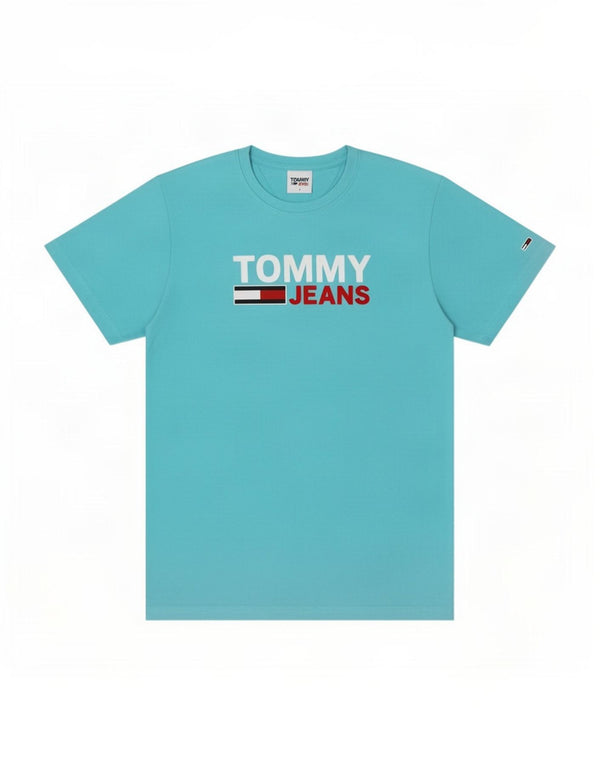 Tommy Hilfiger Ανδρικό γραφικό T-Shirt Top Μικρό Μπλε Βαμβακερό