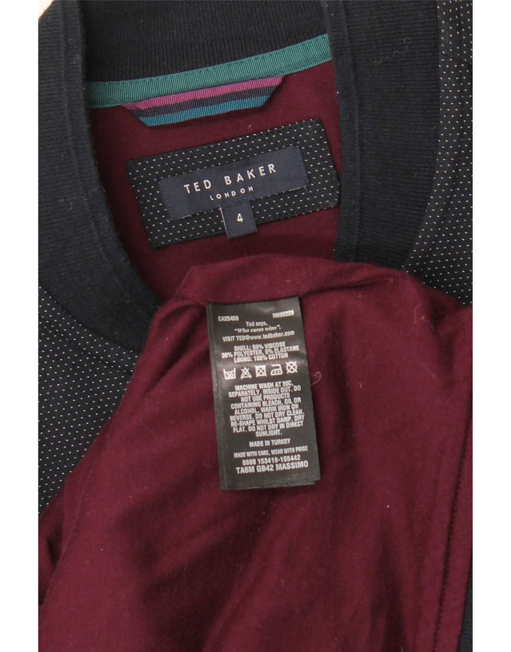 Ted Baker Ανδρικό μπουφάν Bomber Size 4 Μεγάλο Navy Blue Spotted Viscose