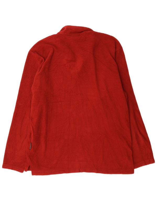 Jack Wolfskin Mens Zip Neck Fleece Jumper UK 40/42 Large Burgundy Polyester