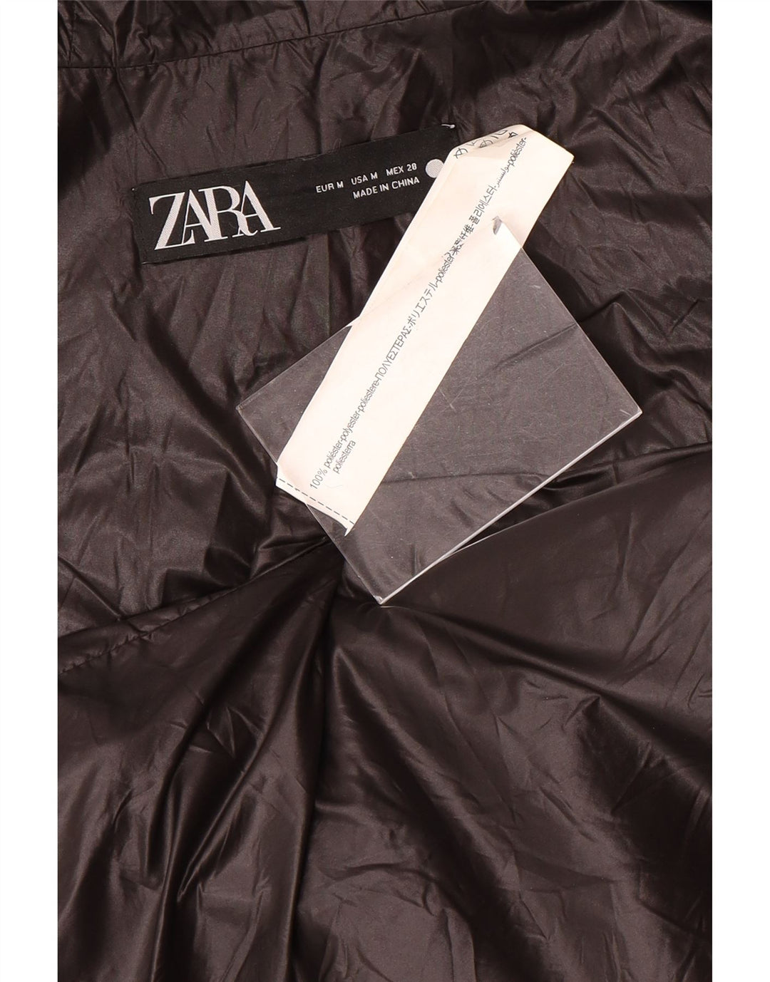 Zara Γυναικεία κουκούλα με επένδυση Gilet UK 14 Μεσαίου Μαύρου Πολυεστέρα