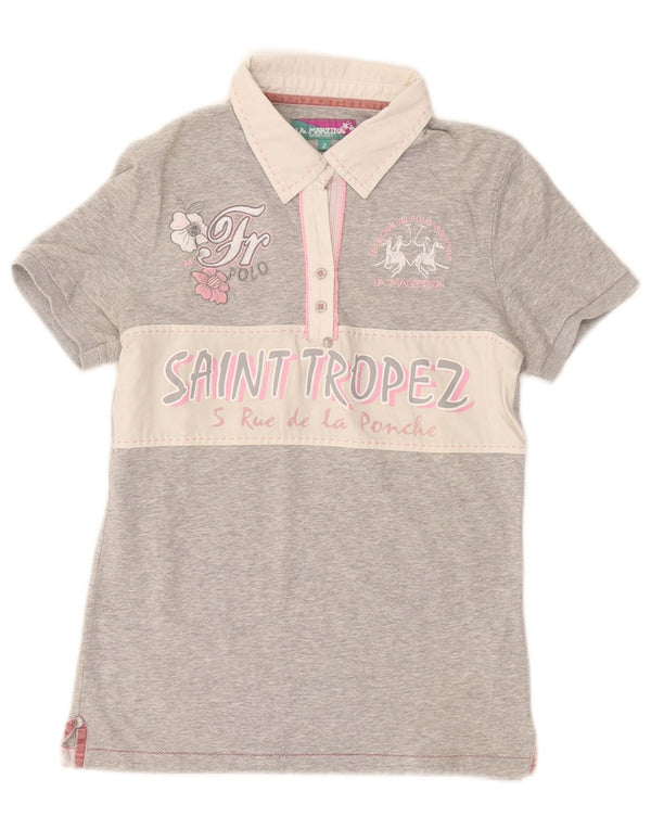 Γυναικείο μπλουζάκι πόλο La Martina UK 10 Small Grey Colourblock βαμβακερό