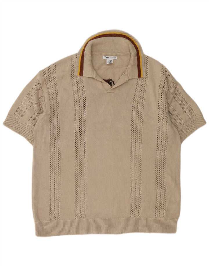 Zara Ανδρικό πουλόβερ Inigo Studio Graphic Polo Neck Jumper Medium Beige
