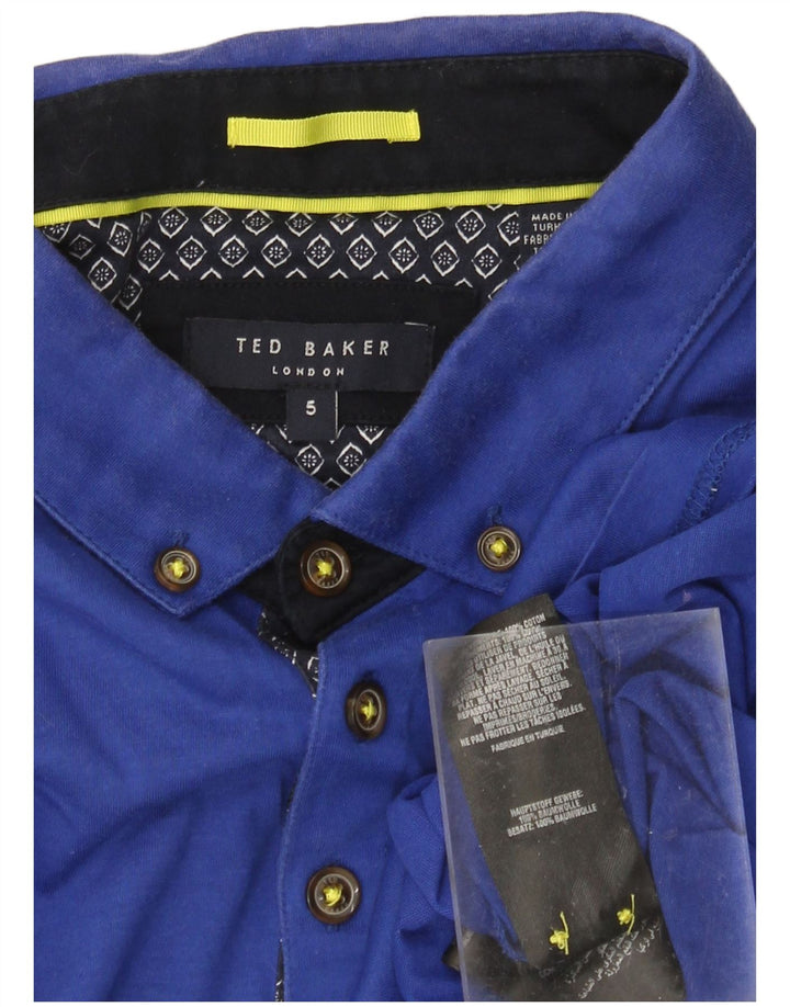 TED BAKER Ανδρικό μπλουζάκι πόλο μεγέθους 5 XL Μπλε βαμβακερό