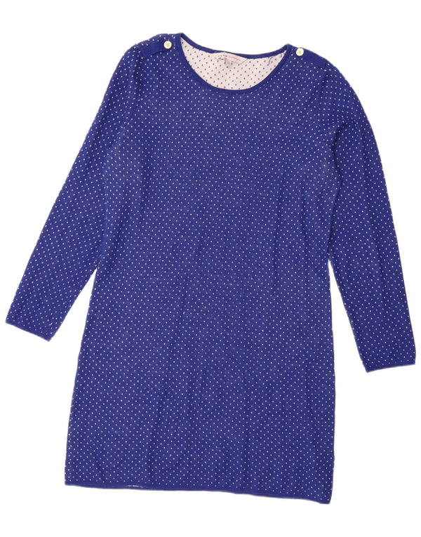 Crew Clothing Γυναικείο μακρυμάνικο φόρεμα UK 14 Large Blue Spotted
