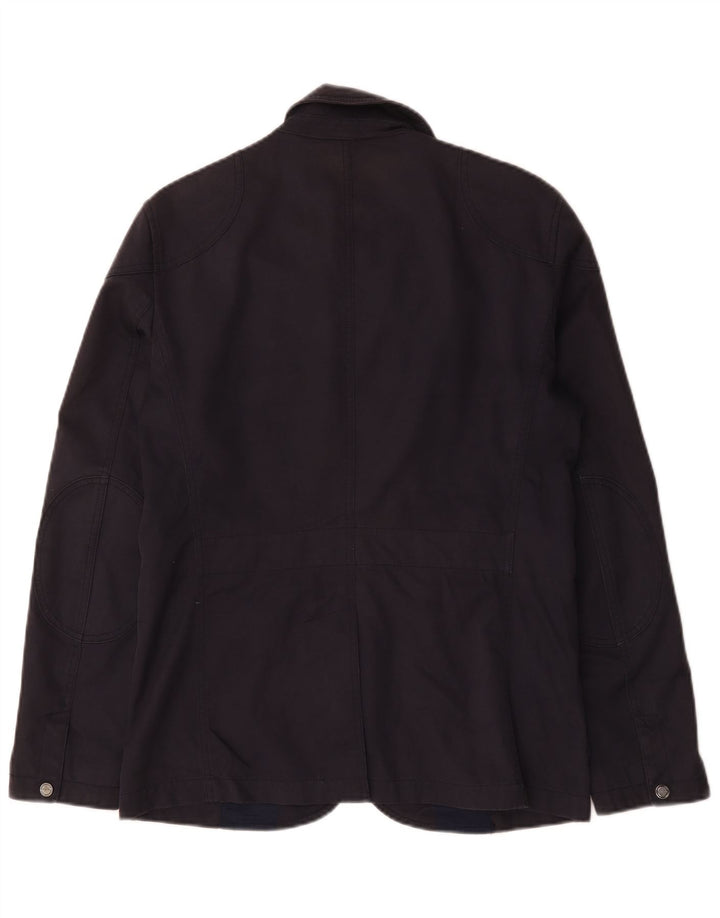 Zara Mens Utility Jacket UK 38 Medium Navy Blue Cotton