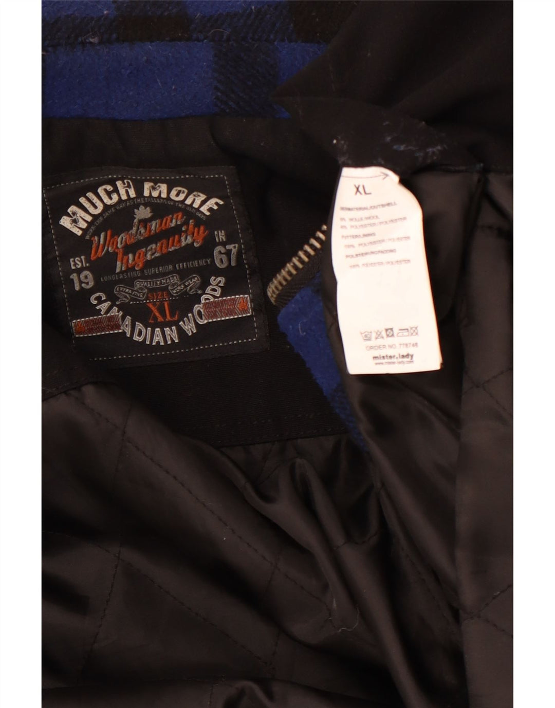 MUCHMORE Ανδρικό μπουφάν UK 42 XL Blue Gingham Wool