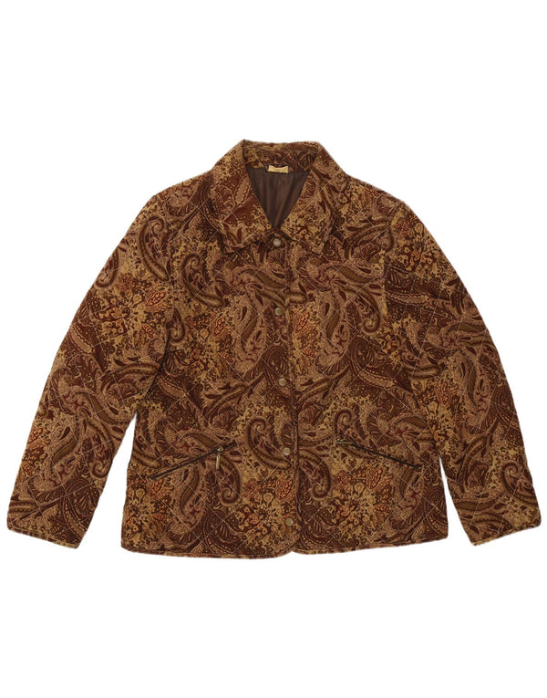 Γυναικείο καπιτονέ μπουφάν VINTAGE UK 16 Large Brown Paisley Viscose