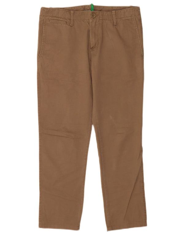 Benetton Γυναικείο ίσιο παντελόνι Chino IT 44 Medium W32 L27 Καφέ βαμβακερό