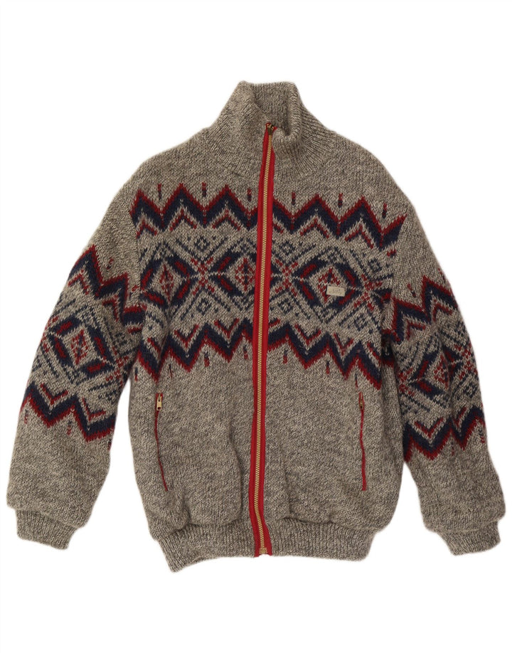 Ανδρικό πλεκτό Silvy Reversible Jacket UK 40 Large Grey Geometric