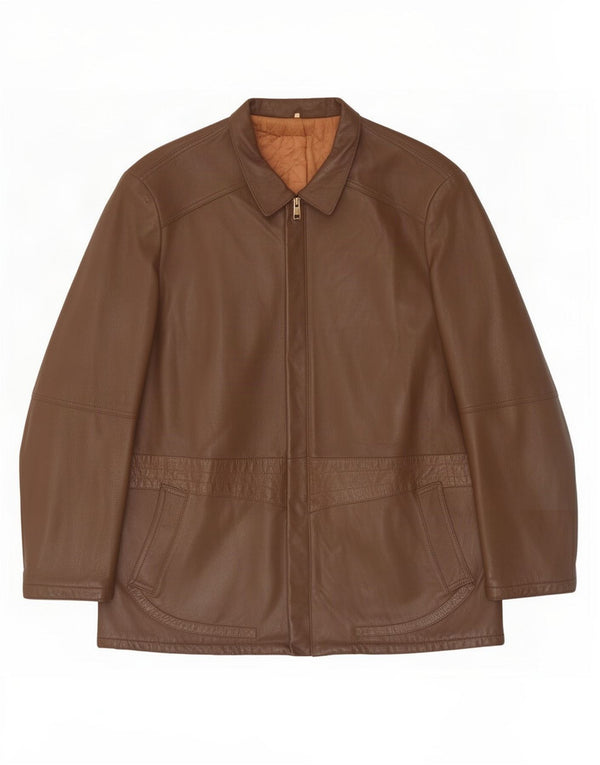 Vintage Mens Leather Jacket IT 56 3XL Brown