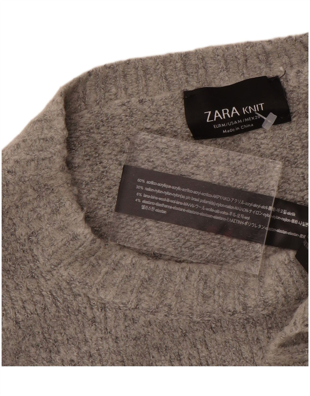 Zara γυναικείο πουλόβερ με λαιμό σκακιέρα UK 14 μεσαίου γκρι ακρυλικό
