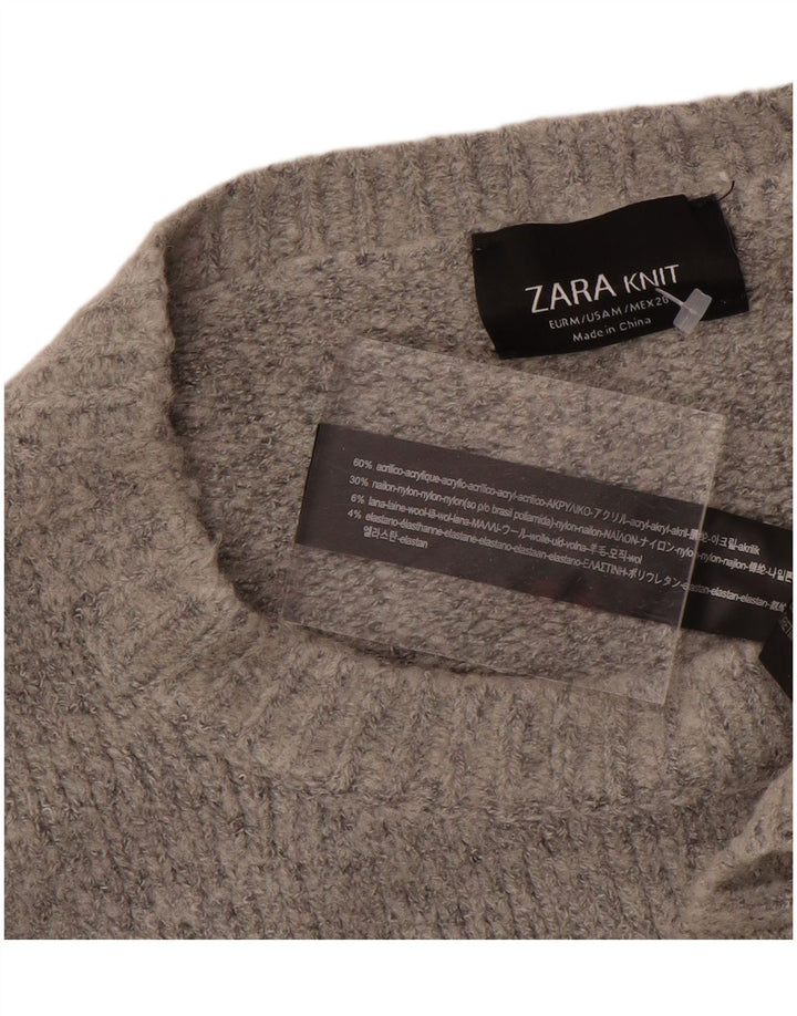 Zara γυναικείο πουλόβερ με λαιμό σκακιέρα UK 14 μεσαίου γκρι ακρυλικό