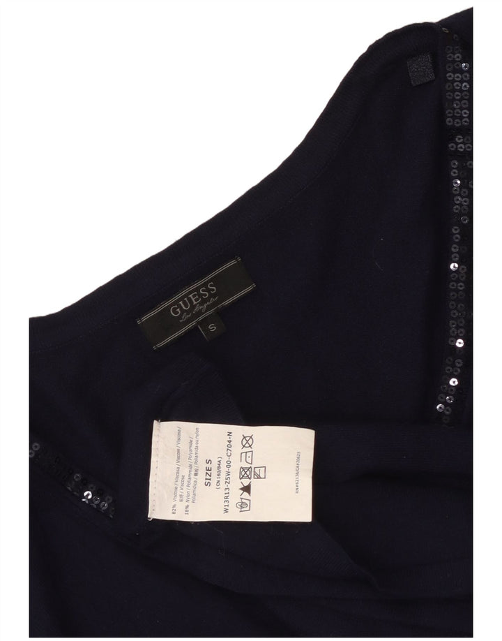 Guess Γυναικείο τοπ μακρυμάνικο UK 10 Small Navy Blue Viscose