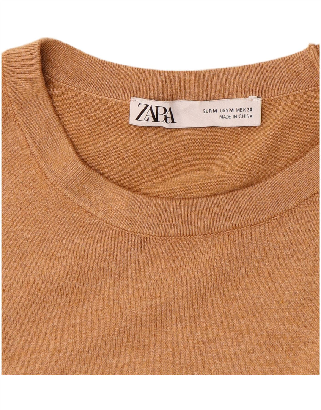 Zara Γυναικείο πουλόβερ με λαιμόκοψη UK 12 Medium Beige