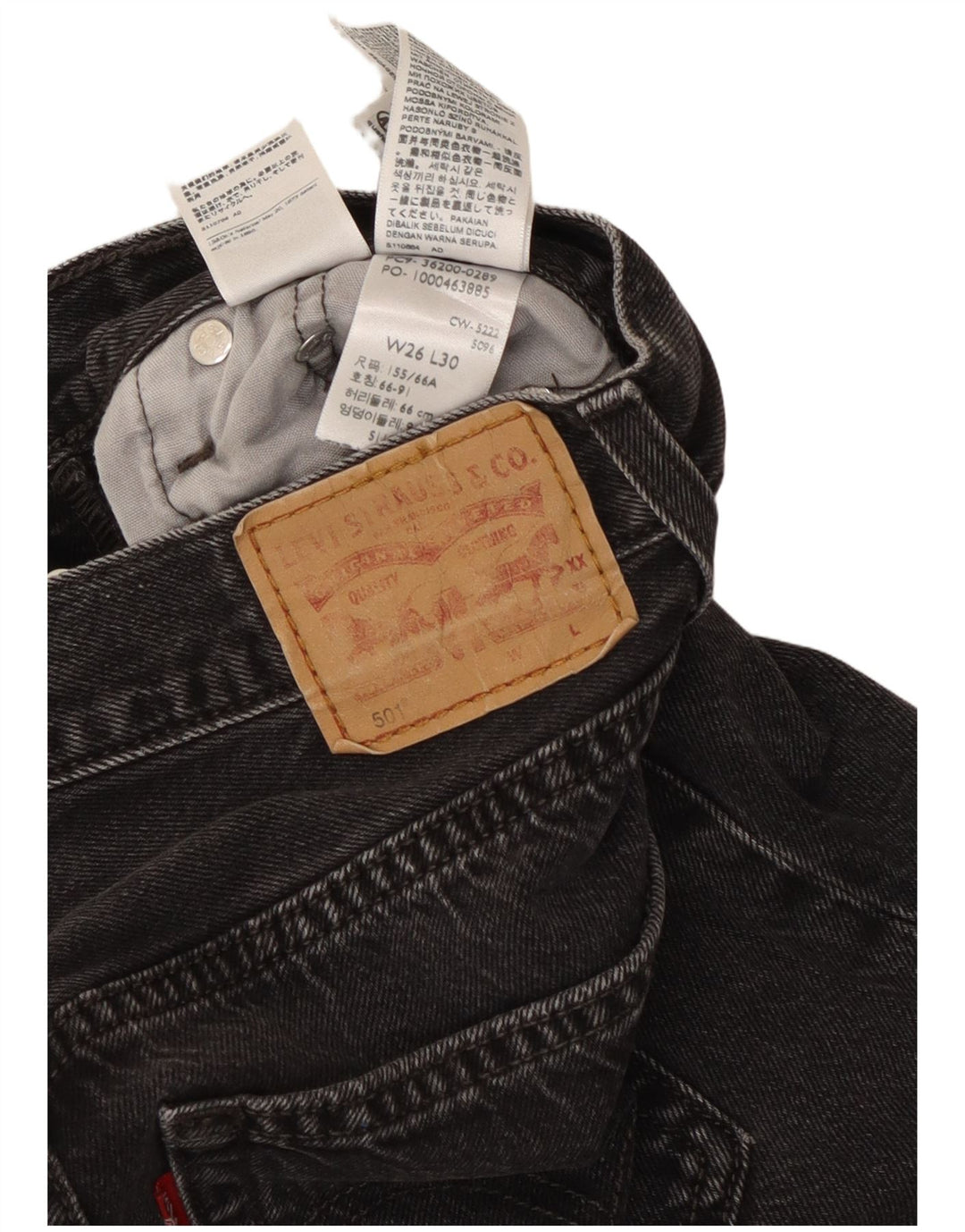 Levi's Womens 501 Straight Jeans W26 L28 Μαύρο βαμβακερό