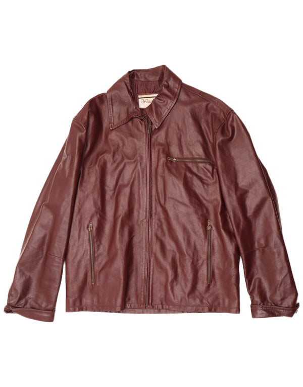 Vintage Ανδρικό Δερμάτινο Μπουφάν UK 40 Large Burgundy