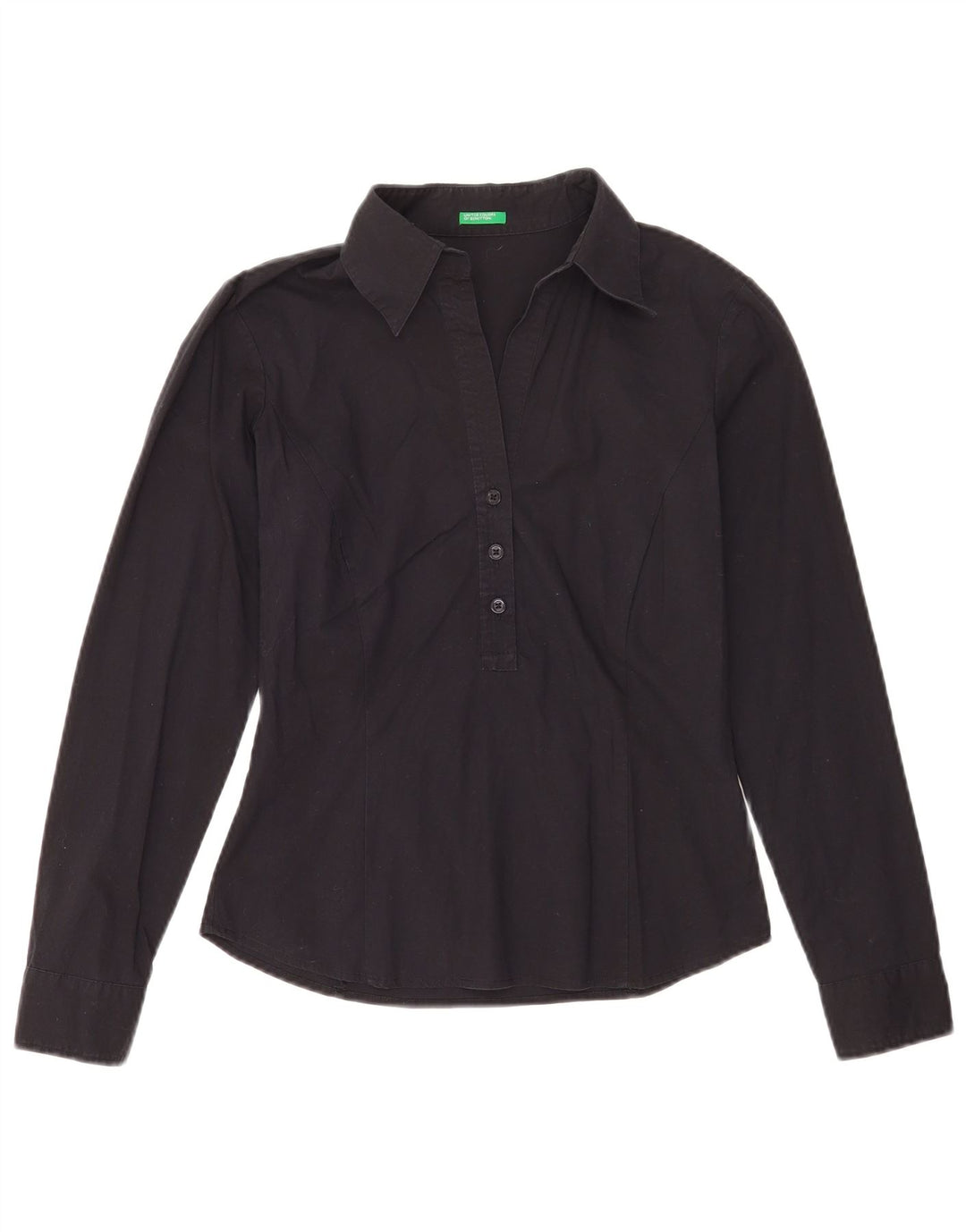 Γυναικείο πουλόβερ Benetton πουκάμισο UK 10 Small μαύρο βαμβακερό