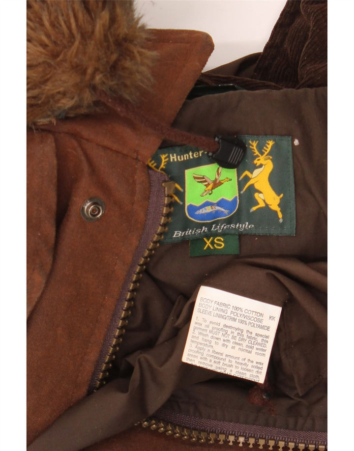 HUNTER Ανδρικό παλτό από κερωμένο βαμβάκι με κουκούλα Capelet UK 34 XS Καφέ βαμβάκι