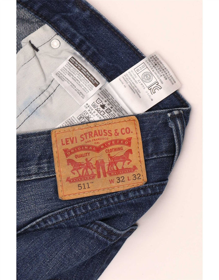 Levi's Mens 511 Distressed Slim Tapered Jeans W32 L32 Μπλε βαμβακερό