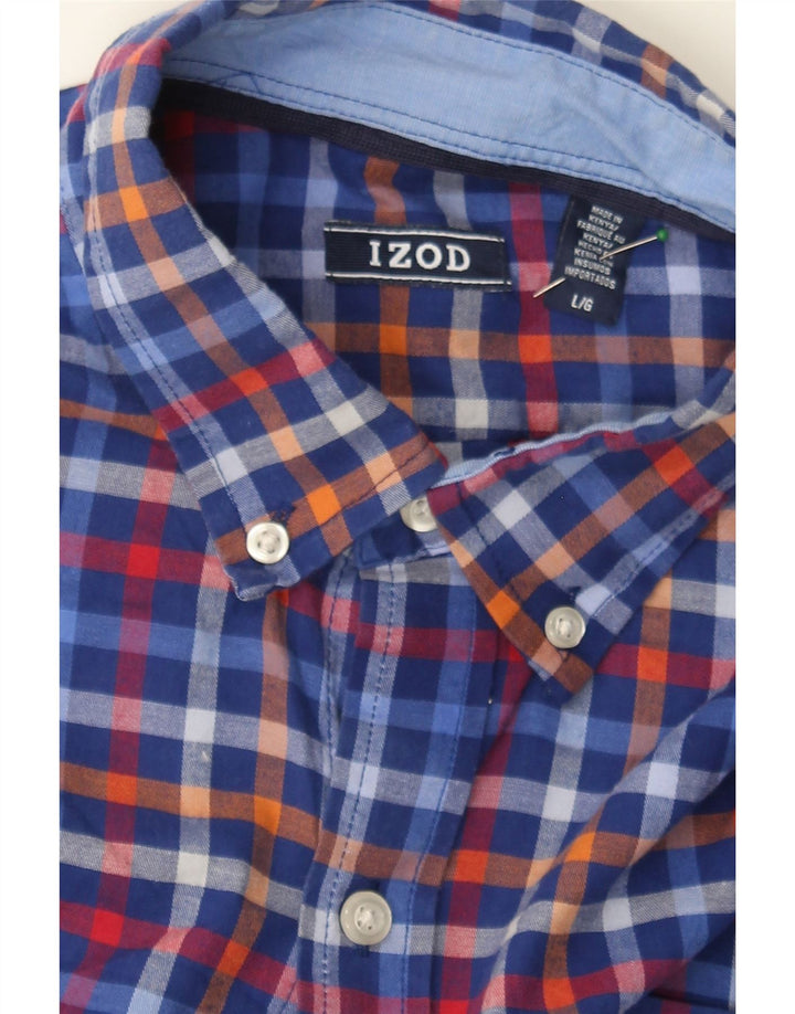 IZOD Mens Shirt Large Blue Check Cotton Vintage Izod and Second-Hand Izod from Messina Hembry 