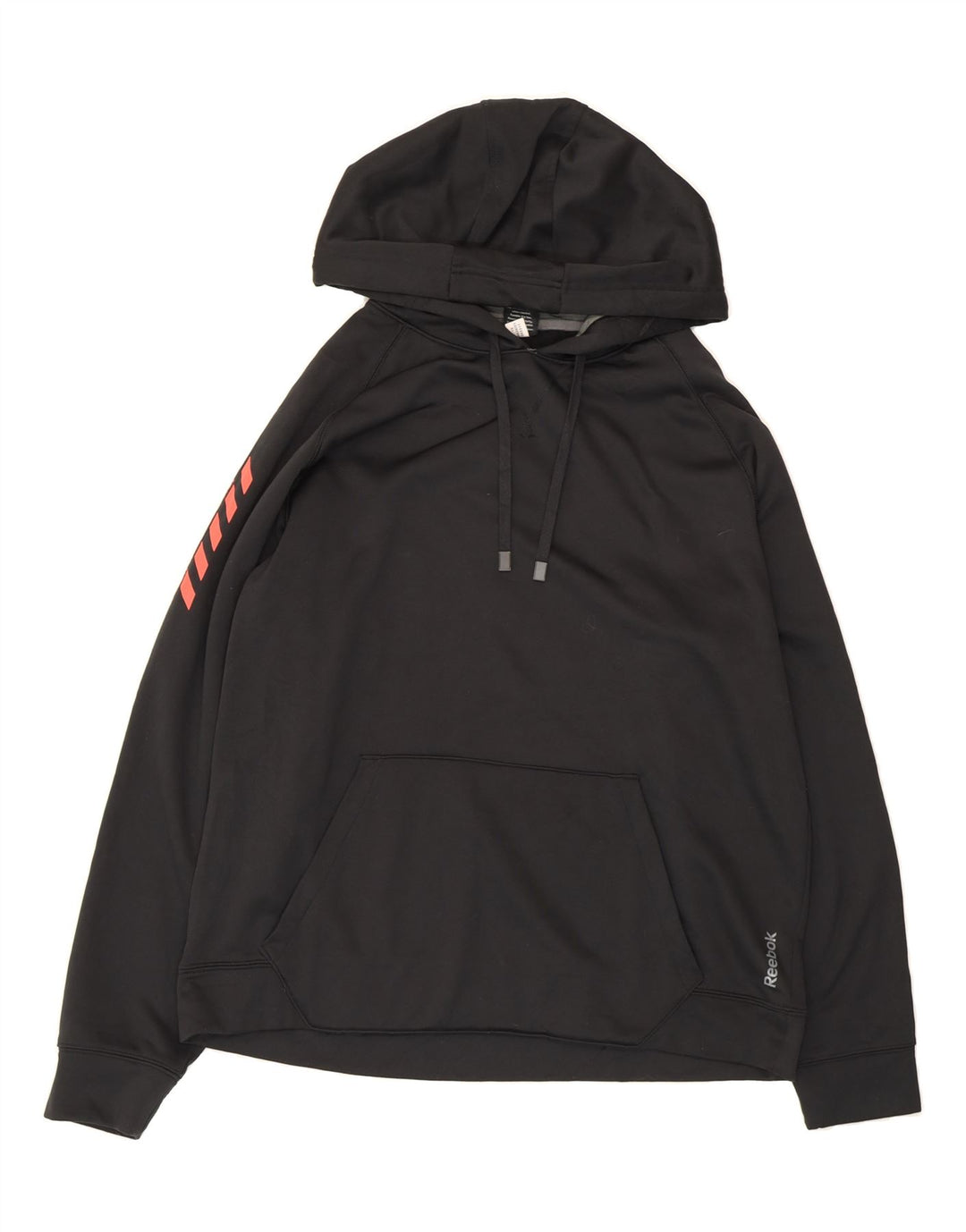 REEBOK Mens Graphic Hoodie Jumper Large Black Polyester Vintage Reebok and Second-Hand Reebok from Messina Hembry 