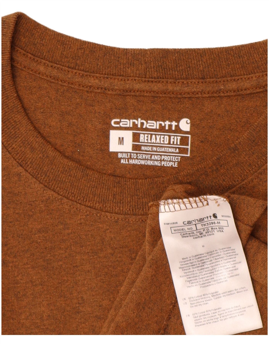 Ανδρικό μπλουζάκι CARHARTT με χαλαρή εφαρμογή Τοπ μεσαίο καφέ βαμβακερό