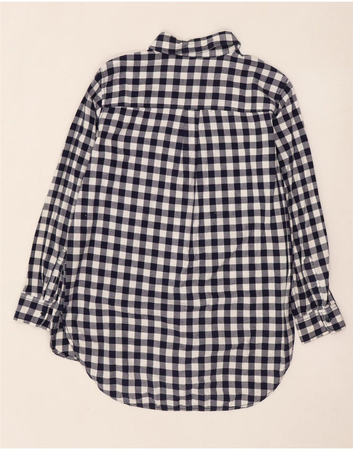 Benetton Γυναικείο Longline Flannel πουκάμισο UK 10 Small Navy Blue Gingham