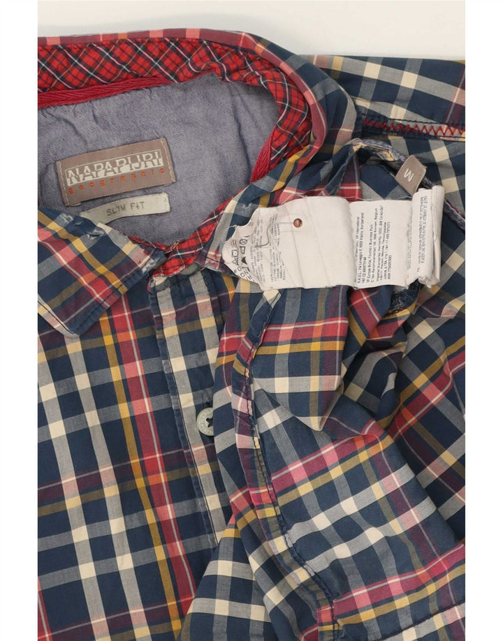 Ανδρικό πουκάμισο Napapijri Geographic Slim Fit Medium Blue Check Cotton