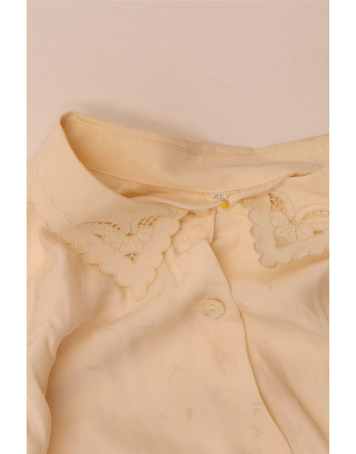 Vintage γυναικείο πουκάμισο μπλούζα IT 46 Large Off White Silk