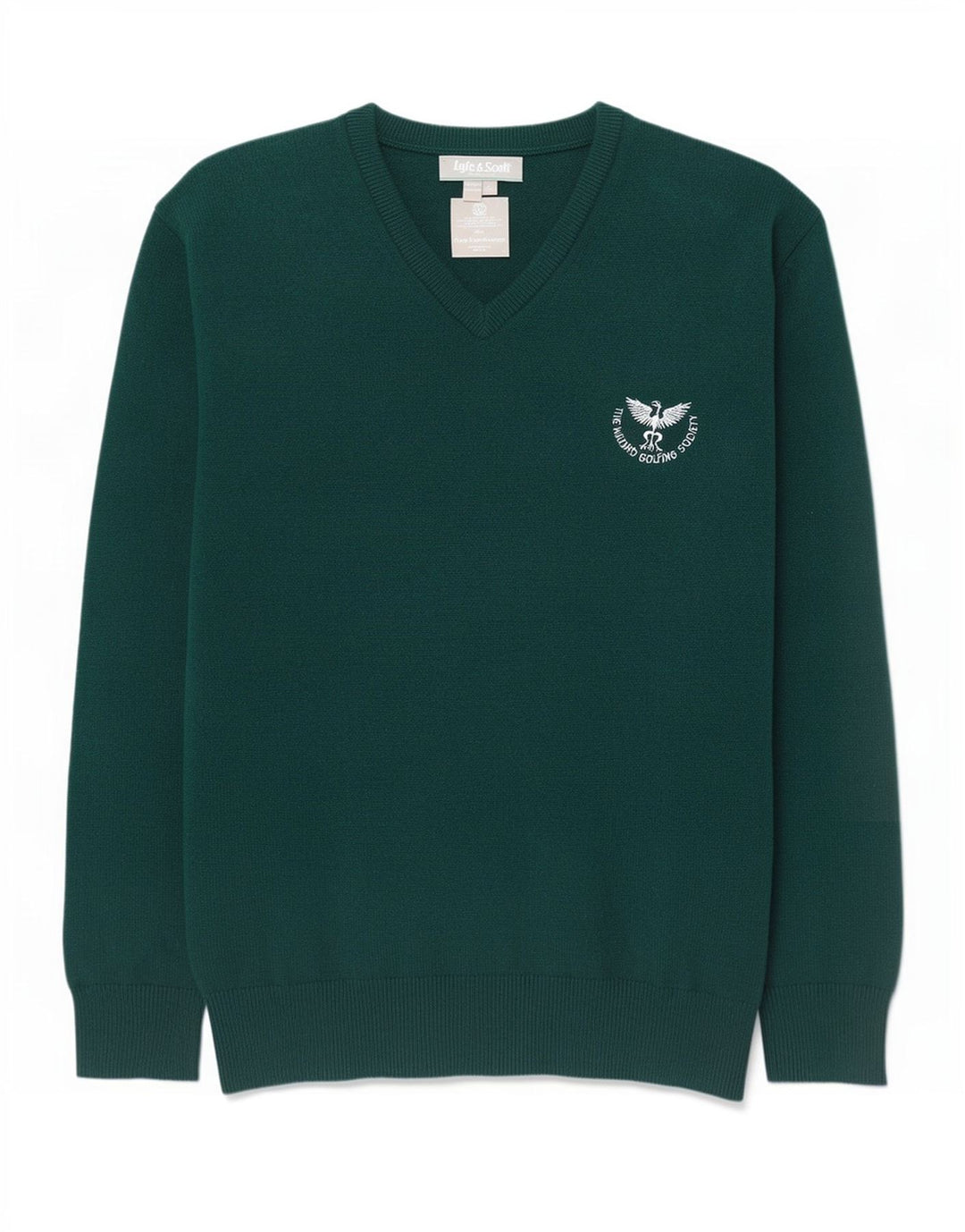 Ανδρικό πουλόβερ με λαιμόκοψη Lyle & Scott 2XL πράσινο μάλλινο