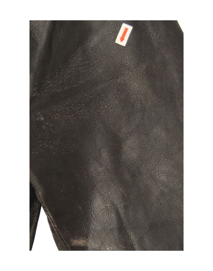Vintage Γυναικείο Loose Fit Leather Biker Jacket IT 44 Medium Black